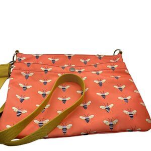 Fossil Crossbody Bumblebee Key Per Zip Bag Pink Coral Bees Women's Inner Pockets